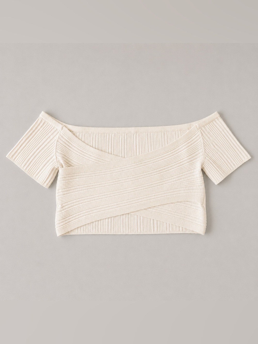 Aerie Reversible Ribbed Off Shoulder Wrap Front Top Cream XXL NWT